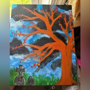 Hand painted spooky tree